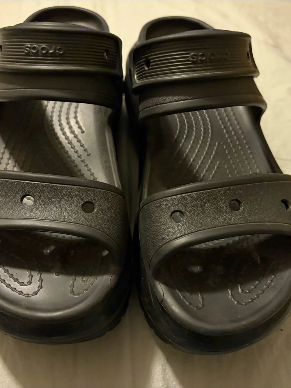 CROCS Black Dual-Strap Platform Sandals